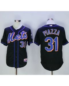 Mets #31 Mike Piazza Black 2016 Hall Of Fame Patch Stitched MLB Jersey