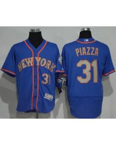 Mets #31 Mike Piazza Blue(Grey NO.) Flexbase Authentic Collection Stitched MLB Jersey