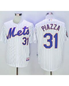 Mets #31 Mike Piazza White(Blue Strip) 2016 Hall Of Fame Patch Stitched MLB Jersey