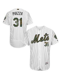 Mets #31 Mike Piazza White(Blue Strip) Flexbase Authentic Collection 2016 Memorial Day Stitched MLB Jersey