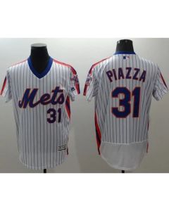 Mets #31 Mike Piazza White(Blue Strip) Flexbase Authentic Collection Alternate Stitched MLB Jersey