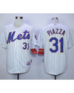 Mets #31 Mike Piazza White(Blue Strip) Home Cool Base Stitched MLB Jersey