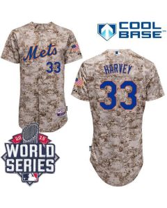 Mets #33 Matt Harvey Alternate Camo Cool Base W/2015 World Series Patch Stitched MLB Jersey