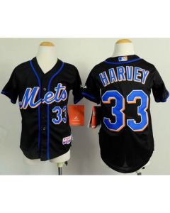 Mets #33 Matt Harvey Black Cool Base Stitched Youth MLB Jersey