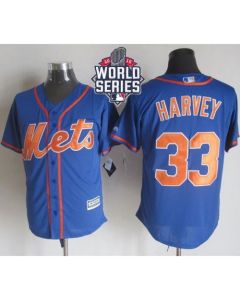 Mets #33 Matt Harvey Blue Alternate Home New Cool Base W/2015 World Series Patch Stitched MLB Jersey