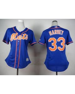 Mets #33 Matt Harvey Blue Alternate Women's Stitched MLB Jersey