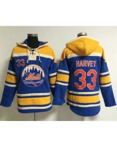 Mets #33 Matt Harvey Blue Sawyer Hooded Sweatshirt MLB Hoodie
