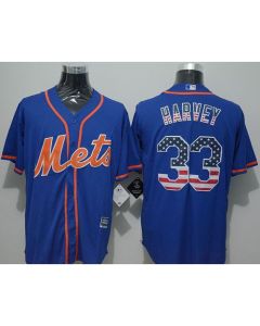 Mets #33 Matt Harvey Blue USA Flag Fashion Stitched MLB Jersey