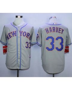 Mets #33 Matt Harvey Grey Road Cool Base Stitched MLB Jersey