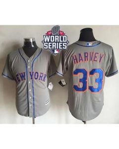 Mets #33 Matt Harvey New Grey Cool Base W/2015 World Series Patch Stitched MLB Jersey