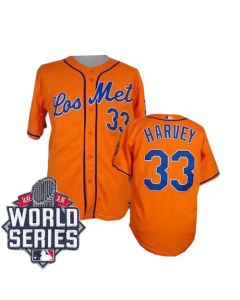 Mets #33 Matt Harvey Orange Los Mets Cool Base W/2015 World Series Patch Stitched MLB Jersey