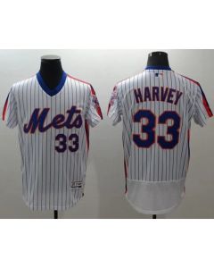 Mets #33 Matt Harvey White(Blue Strip) Flexbase Authentic Collection Alternate Stitched MLB Jersey