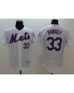 Mets #33 Matt Harvey White(Blue Strip) Flexbase Authentic Collection Stitched MLB Jersey