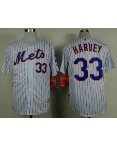 Mets #33 Matt Harvey White(Blue Strip) Home Cool Base Stitched MLB Jersey