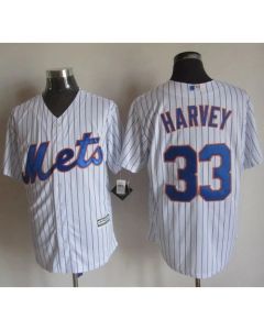 Mets #33 Matt Harvey White(Blue Strip) New Cool Base Stitched MLB Jersey