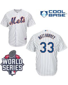 Mets #33 Matt Harvey White(Blue Strip) New Cool Base W/2015 World Series Patch Stitched MLB Jersey