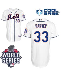 Mets #33 Matt Harvey White Cool Base W/2015 World Series Patch Stitched MLB Jersey