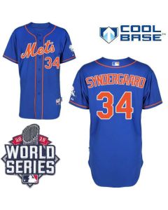 Mets #34 Noah Syndergaard Blue Alternate Home Cool Base W/2015 World Series Patch Stitched MLB Jersey