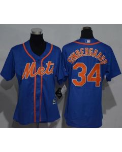 Mets #34 Noah Syndergaard Blue Alternate Women's Stitched MLB Jersey