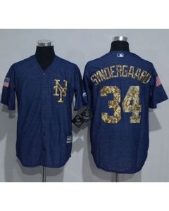 Mets #34 Noah Syndergaard Denim Blue Salute to Service Stitched MLB Jersey