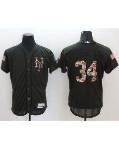 Mets #34 Noah Syndergaard Green Flexbase Authentic Collection Salute to Service Stitched MLB Jersey