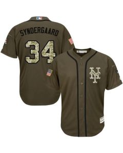 Mets #34 Noah Syndergaard Green Salute to Service Stitched Youth MLB Jersey