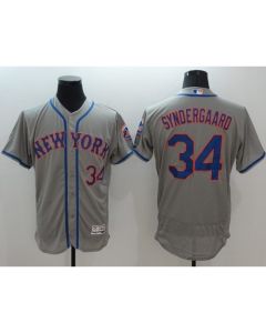 Mets #34 Noah Syndergaard Grey Flexbase Authentic Collection Stitched MLB Jersey
