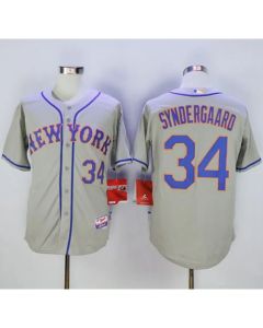 Mets #34 Noah Syndergaard Grey Road Cool Base Stitched MLB Jersey