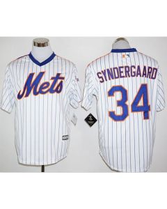 Mets #34 Noah Syndergaard White(Blue Strip) Cool Base Cooperstown 25TH Stitched MLB Jersey