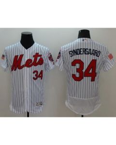 Mets #34 Noah Syndergaard White(Blue Strip) Fashion Stars & Stripes Flexbase Authentic Stitched MLB Jersey