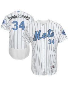 Mets #34 Noah Syndergaard White(Blue Strip) Flexbase Authentic Collection 2016 Father's Day Stitched MLB Jersey
