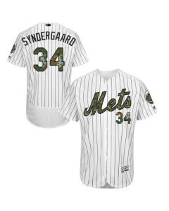 Mets #34 Noah Syndergaard White(Blue Strip) Flexbase Authentic Collection 2016 Memorial Day Stitched MLB Jersey