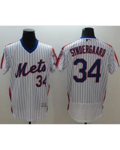 Mets #34 Noah Syndergaard White(Blue Strip) Flexbase Authentic Collection Alternate Stitched MLB Jersey