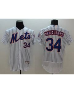 Mets #34 Noah Syndergaard White(Blue Strip) Flexbase Authentic Collection Stitched MLB Jersey