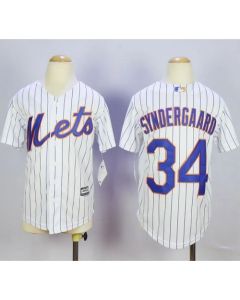Mets #34 Noah Syndergaard White(Blue Strip) Home Cool Base Stitched Youth MLB Jersey
