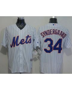 Mets #34 Noah Syndergaard White(Blue Strip) New Cool Base Stitched MLB Jersey
