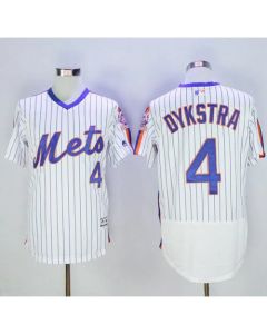 Mets #4 Lenny Dykstra White(Blue Strip) Flexbase Authentic Collection Alternate Stitched MLB Jersey