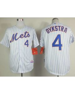 Mets #4 Lenny Dykstra White(Blue Strip) Home Cool Base Stitched MLB Jersey