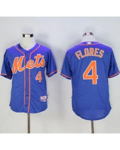 Mets #4 Wilmer Flores Blue Cool Base Stitched MLB Jersey