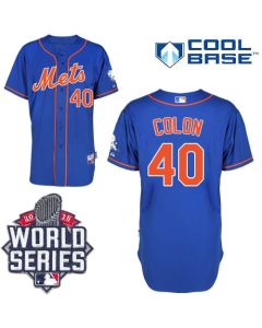 Mets #40 Bartolo Colon Blue Alternate Home Cool Base W/2015 World Series Patch Stitched MLB Jersey
