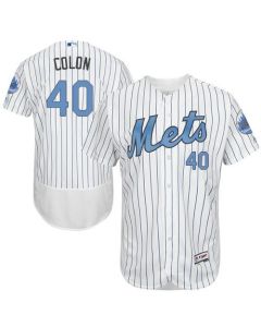 Mets #40 Bartolo Colon White(Blue Strip) Flexbase Authentic Collection 2016 Father's Day Stitched MLB Jersey