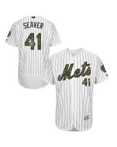 Mets #41 Tom Seaver White(Blue Strip) Flexbase Authentic Collection 2016 Memorial Day Stitched MLB Jersey
