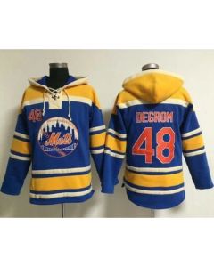 Mets #48 Jacob DeGrom Blue Sawyer Hooded Sweatshirt MLB Hoodie