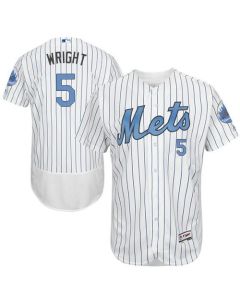 Mets #5 David Wright White(Blue Strip) Flexbase Authentic Collection 2016 Father's Day Stitched MLB Jersey
