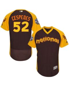 Mets #52 Yoenis Cespedes Brown Flexbase Authentic Collection 2016 All-Star National League Stitched MLB Jersey
