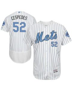 Mets #52 Yoenis Cespedes White(Blue Strip) Flexbase Authentic Collection 2016 Father's Day Stitched MLB Jersey