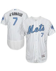 Mets #7 Travis d'Arnaud White(Blue Strip) Flexbase Authentic Collection 2016 Father's Day Stitched MLB Jersey