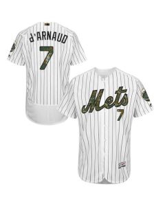 Mets #7 Travis d'Arnaud White(Blue Strip) Flexbase Authentic Collection 2016 Memorial Day Stitched MLB Jersey