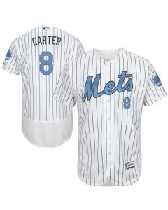 Mets #8 Gary Carter White(Blue Strip) Flexbase Authentic Collection 2016 Father's Day Stitched MLB Jersey