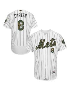 Mets #8 Gary Carter White(Blue Strip) Flexbase Authentic Collection 2016 Memorial Day Stitched MLB Jersey
